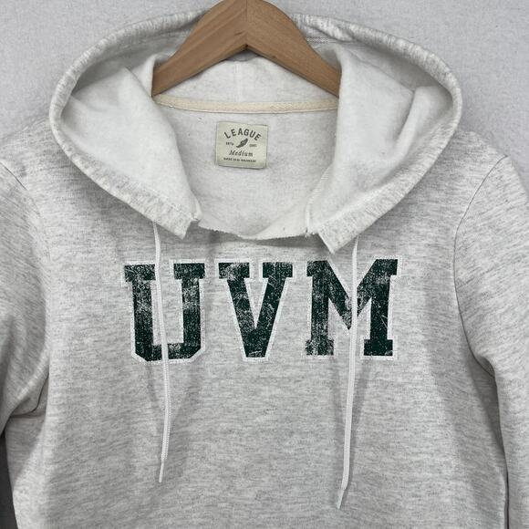 UNIVERSITY OF VERMONT Hoodie Womens M Catamounts Cropped Cutout Fleece Gray - Picture 3 of 15